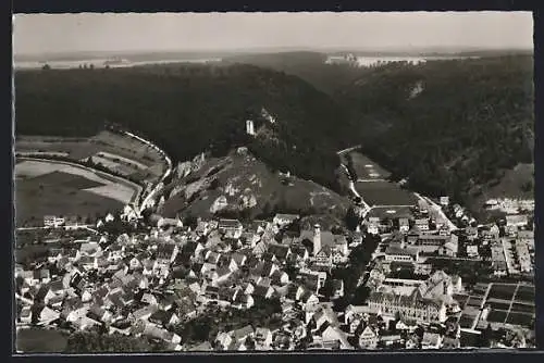 AK Schelklingen /Ehingen, Teilansicht mit Burgruine