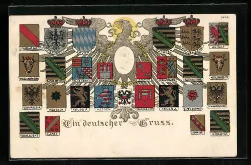 Künstler-AK Bruno Bürger & Ottillie Nr., verschiedene Wappen, Adler