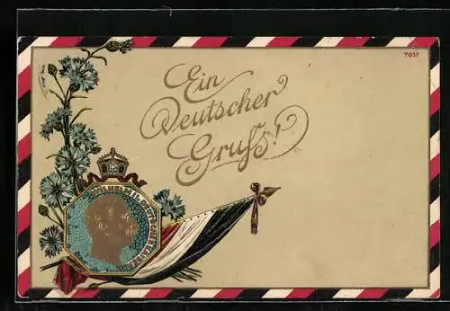 Künstler-AK Bruno Bürger & Ottillie Nr. 7017: Portrait Wilhelm II. mit Kornblumen