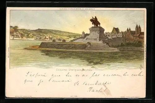 Künstler-AK C.Biese: Koblenz, Das Kaiserdenkmal