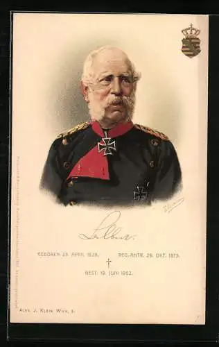 Künstler-AK Antonio Donadini: König Albert von Sachsen, geb. 1828, gest. 1902