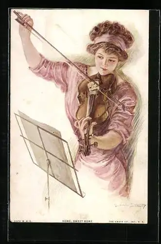 Künstler-AK F. Earl Christy: Dame beim Geigenspiel