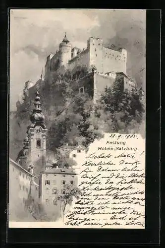 Künstler-AK Salzburg, Festung Hohen-Salzburg