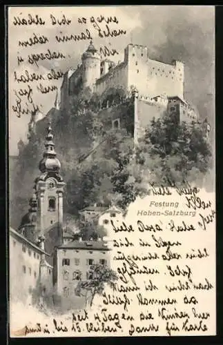 Künstler-AK Salzburg, Festung Hohen-Salzburg