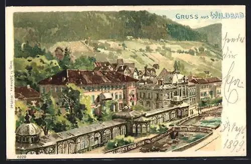 Lithographie Bad Wildbad, Ortsansicht