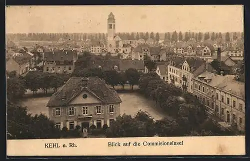 AK Kehl a. Rh., Blick auf die Commisionsinsel