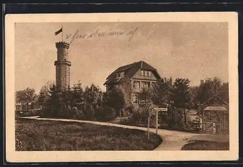 AK Freudenstadt, Cafe-Restaurant Friedrichshöhe mit Strassen und Aussichtsturm