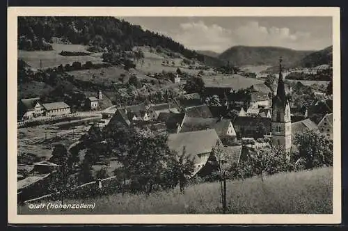 AK Glatt /Hohenzollern, Totalansicht von oben mit Blick ins Land