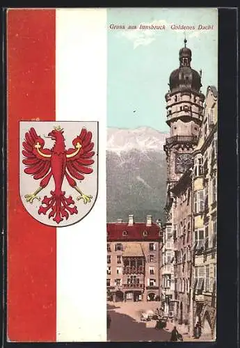 AK Innsbruck, Gasthaus Goldenes Dachl, Wappen