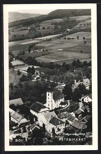 AK Altenmarkt, Panorama mit Kirche, Fliegeraufnahme