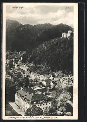AK Gutenstein, Totalansicht mit Schloss Hoyos und Ruine