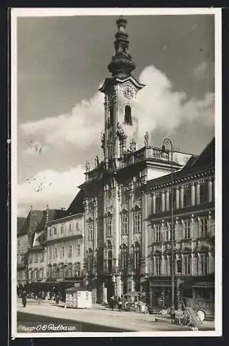 AK Steyr /O.-Ö., Rathaus mit Geschäften