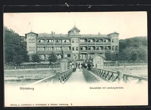 AK Glücksburg, Strandhotel mit Landungsbrücke