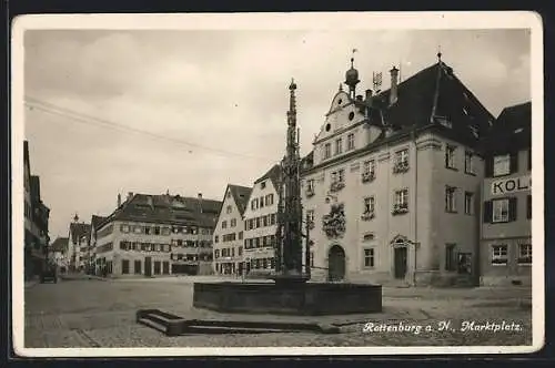 AK Rottenburg / Neckar, Marktplatz mit Brunnen