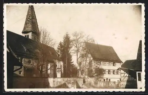 Foto-AK Kusterdingen, Ortspartie an der Kirche