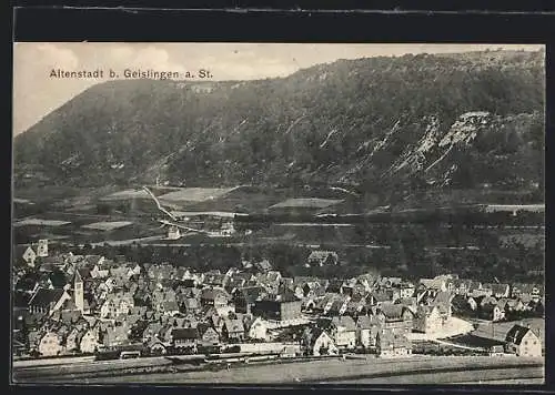 AK Altenstadt b. Geislingen, Stadtansicht vor Berghintergrund