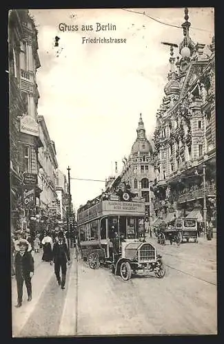 AK Berlin, Bus auf der Friedrichstrasse