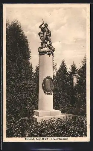 AK Teisnach /Bayr. Wald, Kriegerdenkmal, Mann ersticht Drachen