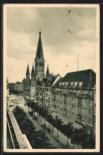 AK Berlin-Charlottenburg, Blick auf das Hotel Hessler am Bahnhof Zoo mit Gedächtsniskirche