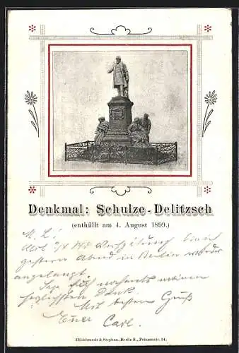 AK Berlin, Denkmal Schulze-Delitzsch in der Köpenicker Strasse