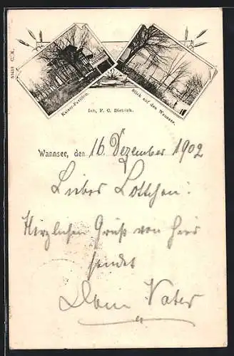 AK Berlin-Wannsee, Kaiser-Pavillon und Blick auf den Wannsee