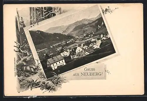 AK Neuberg, Ortsansicht mit Umgebung