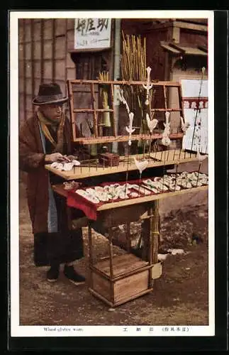 AK China, asiatischer Händler an seinem Stand