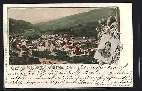 AK Mürzzuschlag, Gesamtansicht aus der Vogelschau