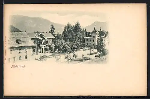 AK Villach, Wasserheilanstalt Mittewald, Strassenpartie mit der Waldvilla