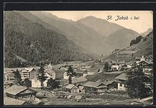 AK St. Jakob i. Def., Ortsansicht im Bergidyll