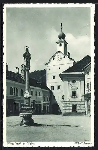AK Gmünd i. Ktn., Platz vor dem Stadtturm