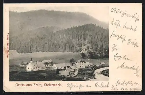 AK Frein /Steiermark, Ortsansicht aus der Vogelschau