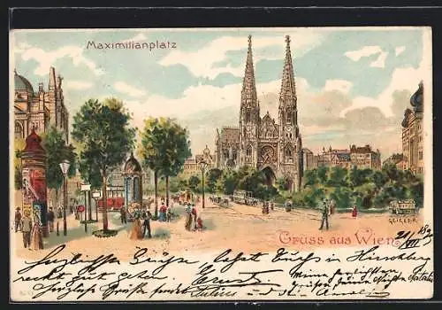 Künstler-AK Richard Hegedüs-Geiger: Wien, Maximilianplatz