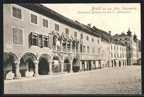 AK Bruck an der Mur, Café Europa, Historisches Gebäude aus dem 15. Jahrhundert