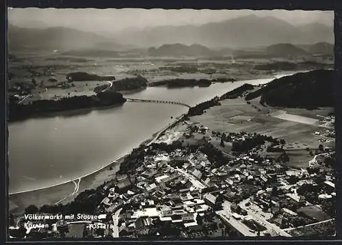 AK Völkermarkt /Kärnten, Ortsansicht mit Stausee