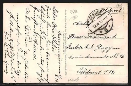 AK Grossgmain, Ortansicht mit Unterberg und Lattengebirge