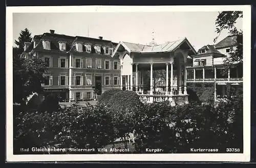 AK Bad Gleichenberg /Steiermark, Hotel Villa Albrecht mit Terrasse im Kurpark