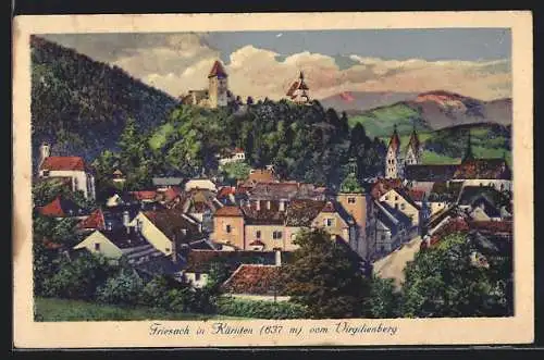 AK Friesach in Kärnten, Ortsansicht auf Burg vom Virgilienberg