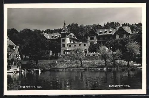 AK Klagenfurt-See, Hotel Wörthersee vom See aus gesehen