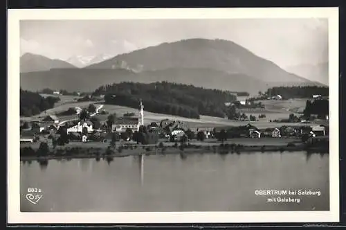 AK Obertrum bei Salzburg, Ortsansicht mit Gaisberg