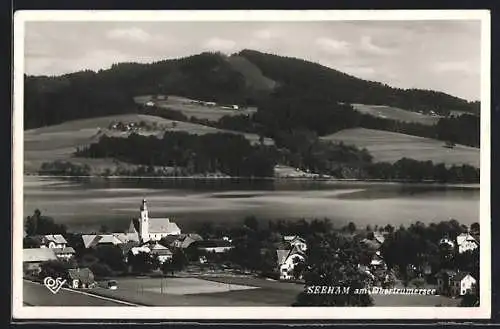 AK Seeham am Obertrumersee, Ortsansicht auf Berghang