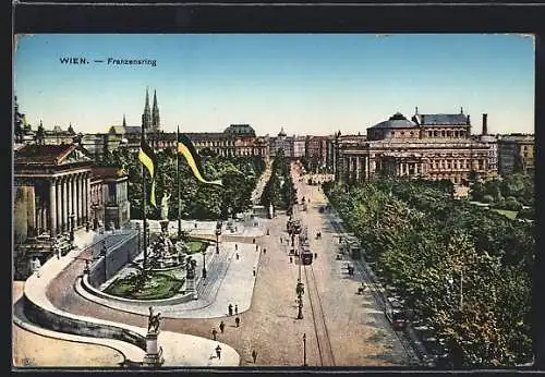 AK Wien, Franzensring, mit Strassenbahn
