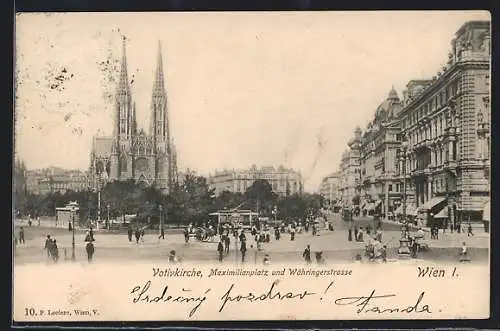 AK Wien, Votivkirche, Maximilianplatz und Währingerstrasse