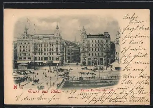 AK Wien, Kaiser Ferdinands-Platz mit Brücke aus der Vogelschau