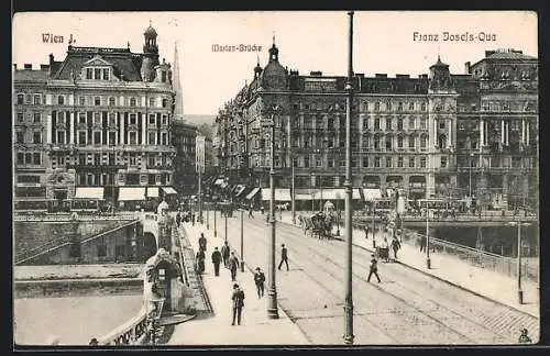 AK Wien, Marienbrücke und Franz Josefs-Quai