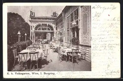 AK Wien, Restaurant im K. k. Volksgarten, Terrasse