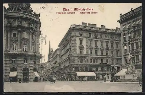 AK Wien, Albrechtsplatz mit Tegetthofstrasse und Maysedergasse