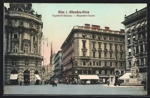 AK Wien, Albrechtsplatz mit Tegetthofstrasse und Maysedergasse