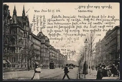 AK Wien, Schotten-Ring mit Strassenbahnen