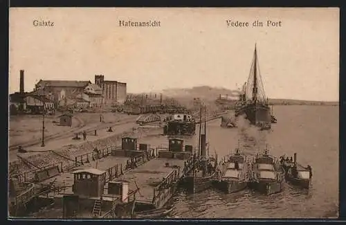 AK Galatz / Galati, Hafenansicht / Vedere din Port